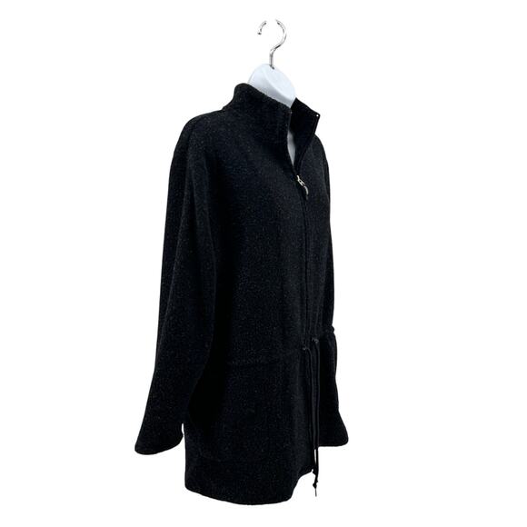 Pacer Fleece Jacket Womens M Black Full Zip Drawstring Waist Collared Oversized - Picture 2 of 7